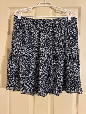 J. Crew Navy and White Floral Mini Skirt